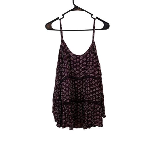 Lucky Brand Purple Floral Cold Shoulder Top - Size Large - Picture 4 of 4